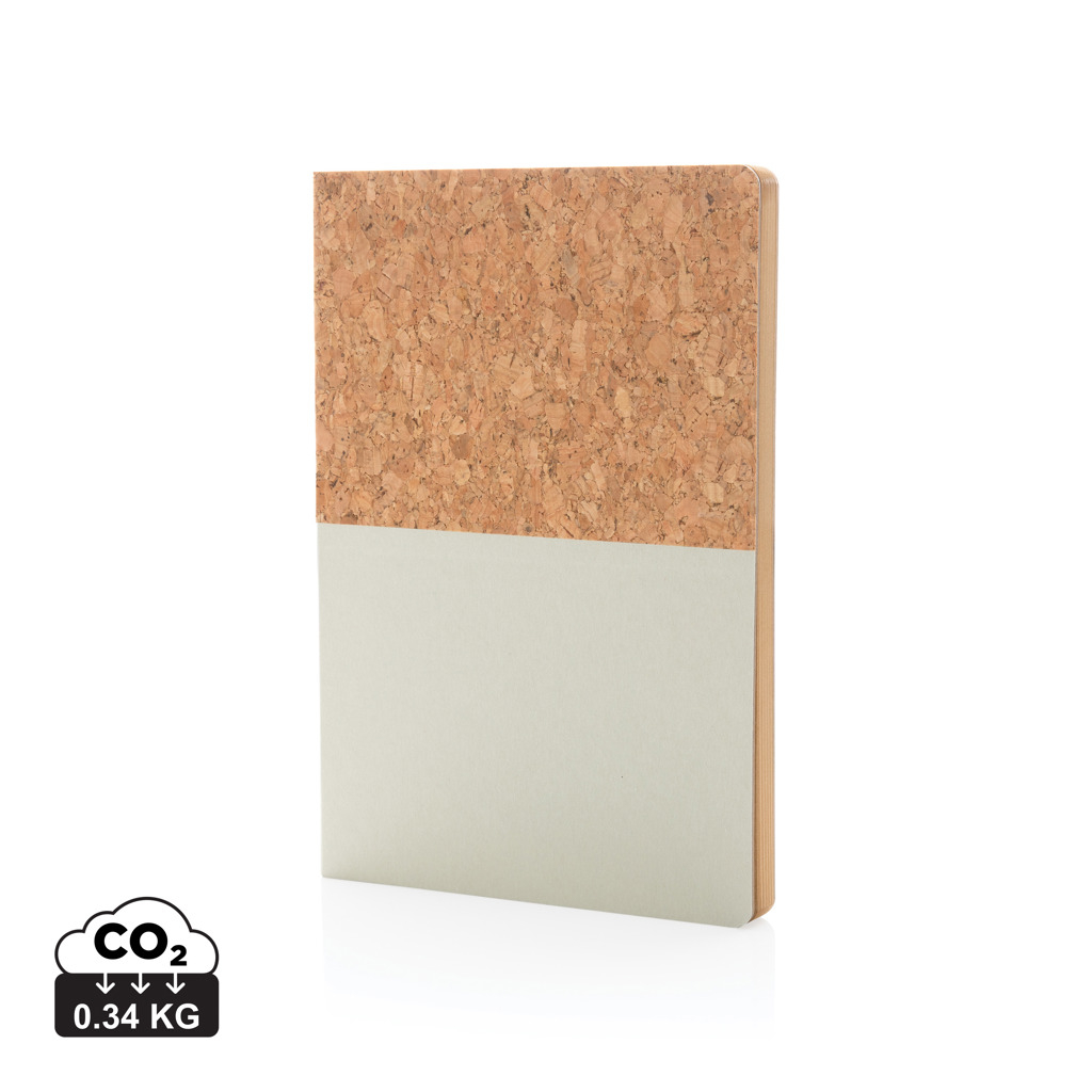 Carnet A5 kraft et liège publicitaire Blanc cassé